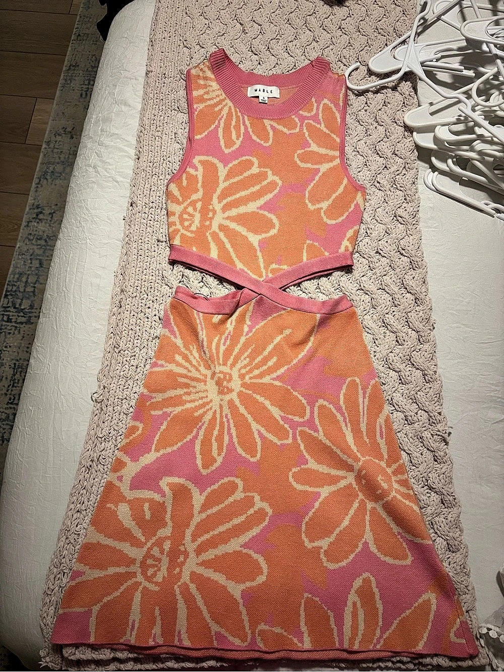 Mable Floral Mini Dress in Pink & Orange Size Small